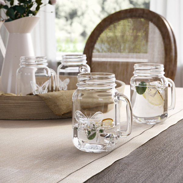Gracie Oaks Neco 4 Piece 16oz. Glass Mason Jar Glassware Set